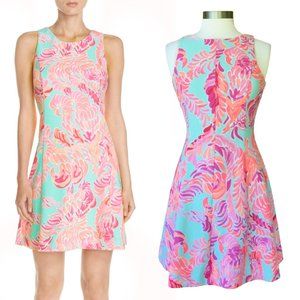 Lilly Pulitzer Cove Ottoman A-Line Sleeveless Dress Love Bird Mint Pink Orange